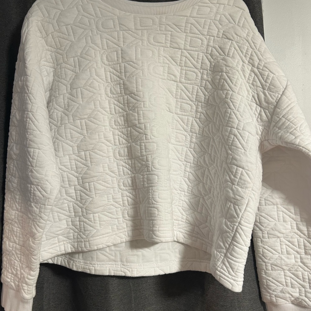 DKNY White Quilted Sweatshirt